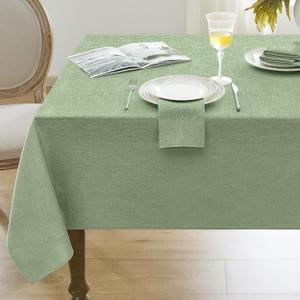 Softalker Spring Linen Textured Rectangle Tablecloth, Waterproof Wipeable Farmhouse Burlap Table Cloth, Stain Resistant Table Covers for Kitchen Dining Holiday Party (52 x 70, Sage Green)