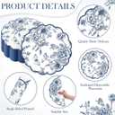 Supervitae 60 Pieces Blue Floral Paper Placemats Chinoiserie Place Mats 13.5 Inch Scalloped Blue Flower Disposable Placemats for Dinner Table Wedding Baby Shower Birthday Party Supplies