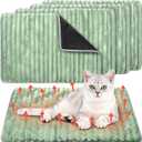 Nuanchu 4 Pack Self Warming Cat Bed 24 x18 Self Heating Dog Cat Pad Bulk Crate Mat Extra Warm Thermal Big Pet Pad for Indoor Outdoor Pets Houses with Removable Washable Cover Non Slip(Light Green)