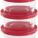 Pyrex Simply Store 16-Pc Glass Food Storage Container Set with Lid, 2-Cup & 1-Cup Round Meal Prep Containers with Lid, BPA-Free Lid, Dishwasher, Microwave and Freezer Safe,