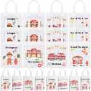 24 Pcs Firetruck Party Favors Gift Bags Christmas Fire Truck Theme Birthday Decorations Party Supplies Non Woven Reusable Firefighter Goodie Gift Bags with Handles