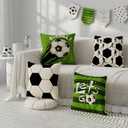 Plaid Soccer Player Grass World Cup Pillow Covers Throw Pillow Cases Set of 4 Decorations for Home Sofa Cushion Cover Game Day Soccer Party Holiday Decor 20x20 Inch