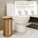 Water Hyacinth Free Standing Toilet Paper Holder Stand for Bathroom, 3 Rolls up to 5 Toilet Roll Holder Stand Storage with Lid, Decorative Boho Toilets Tissue Holders, for Bathroom and Under Sink