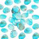 PH PandaHall 35pcs Blue Natural Seashell Bead, 32~37mm Undrilled Dyed Scallop Sea Shell Bead Blue Clam Beach Seashell for Jewelry Candle Making Home Party Wedding Fish Tank Vase Filler, No Hole