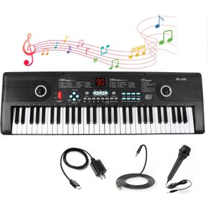 61 Keys Piano Keyboard, Electronic Digital Piano with Built-in Speaker Microphone, Portable Keyboard Gift Teaching for Beginners, Electric Piano for Kids, Birthday Gift for Children