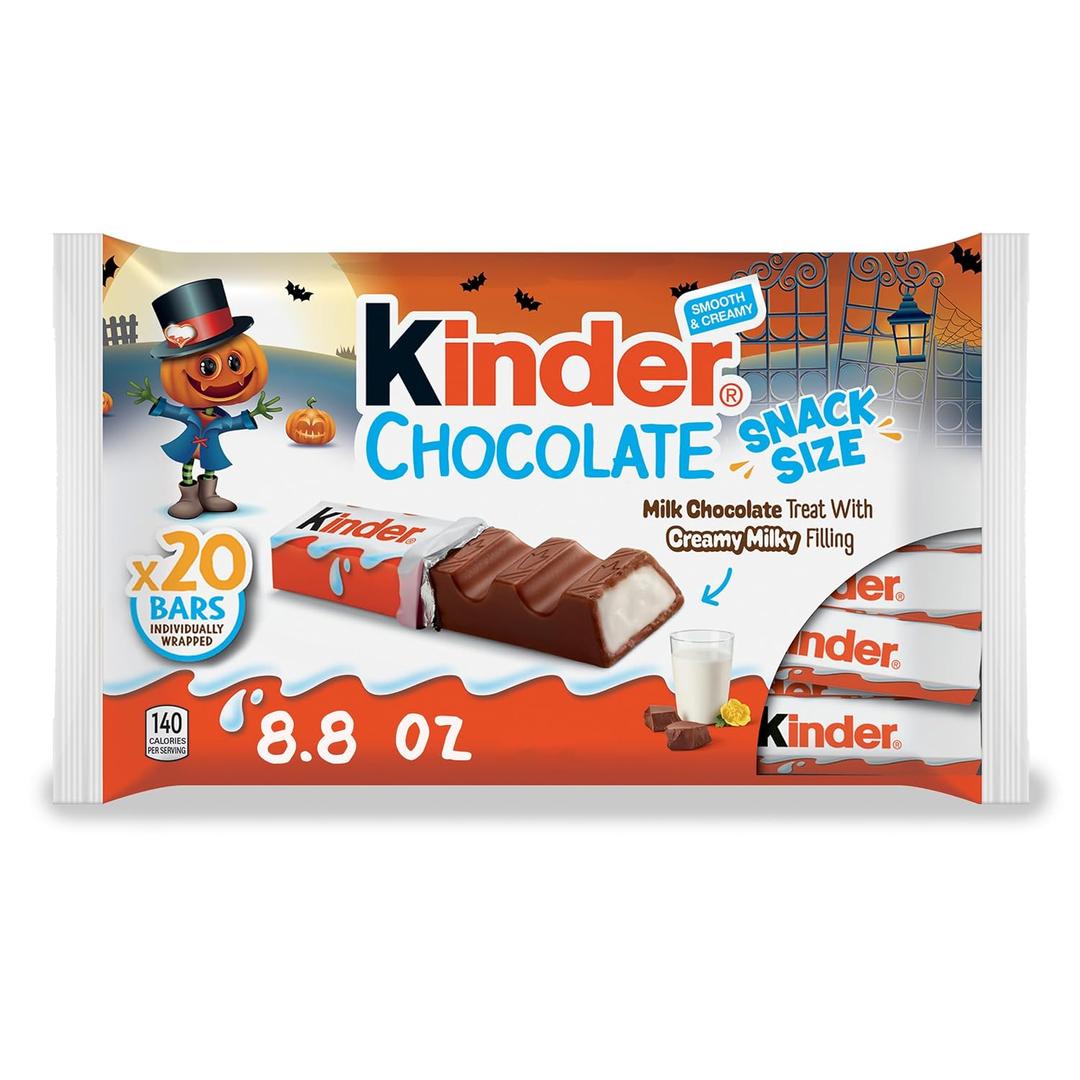 3 x Kinder Chocolate, Milk Chocolate Bar with Creamy Milky Filling, Individually Wrapped, Snack Size, 20 Count Bag, 8.8 oz (EXP 03/13/27)