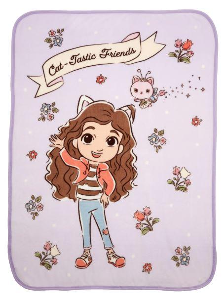 Gabby's Dollhouse Kids Purple Print Fleece Throw Blanket, 46 x 60