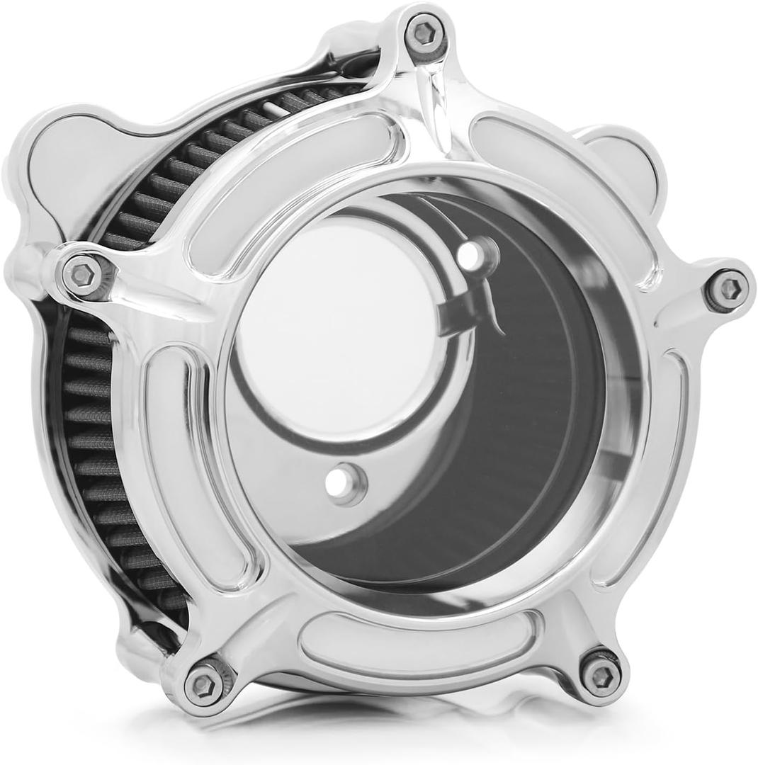 For harley davidson air cleaner filter sportster Touring street glide road king electra Dyna Softail motorcycle air intake (Chromed- gray filter, C-For Touring 2008-2016)