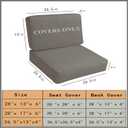 4 x Sqodok Patio Cushion Covers Replacement, Deep Seat Patio Cushions Cover Set of 4, Waterproof Seat and Back Cushions Cover for Outdoor Furniture Chair, Sofa, Couch(Grey,26.5"x26.5"x4"+26.5"x13"x4")