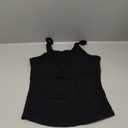 SUUKSESS Women Padded Cotton Ribbed Long Tank Tops 2025 Summer Going Out Basic Scoop Neck Cami Tops (Large, Black)