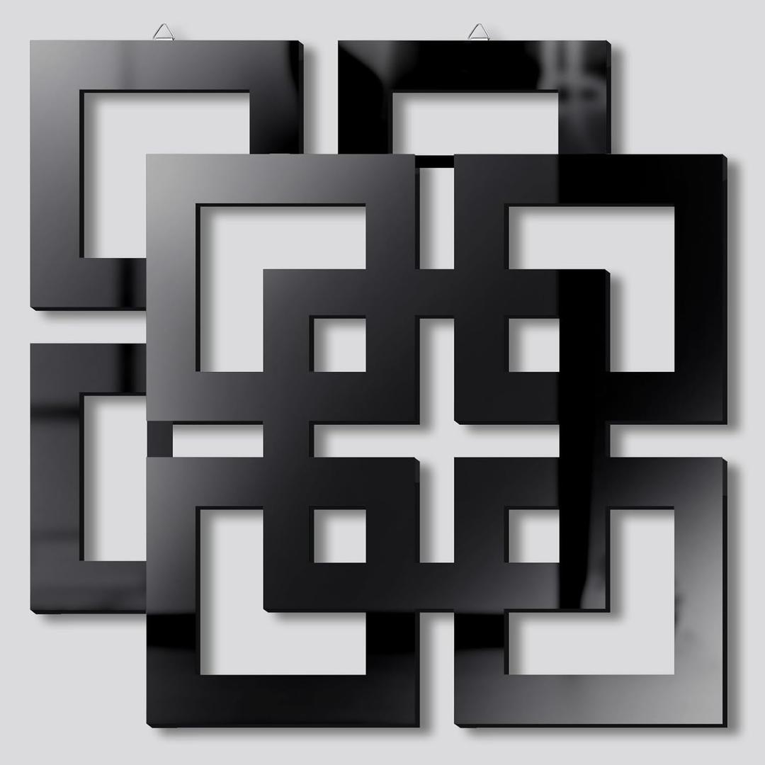 Weysat Wall Mount Home Mirror, 2 Pieces Silver Square Decorative Mirror for Bedroom, Living Room, Bathroom, 11.8 x 11.8 Inches, (Black, Mirrored)