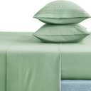 CozyLux King Bed Sheets Set 1800 Series 4-Piece Embroidered Double Brushed Microfiber Sheets 16" Deep Pocket Hotel Soft Luxury Bedding Sheet Set, Wrinkle Resistant, Sage Green