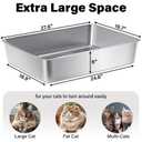 FUTAM Stainless Steel Litter Box Extra Large, XXXL Metal Litter Boxes