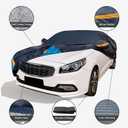 Car Cover Waterproof All Weather for Automobiles, 6 Layers Outdoor Full Exterior Cover Rain Sun UV Snowproof Protection with Zipper Cotton, Mirror Pocket for Sedan (173-183 inch)