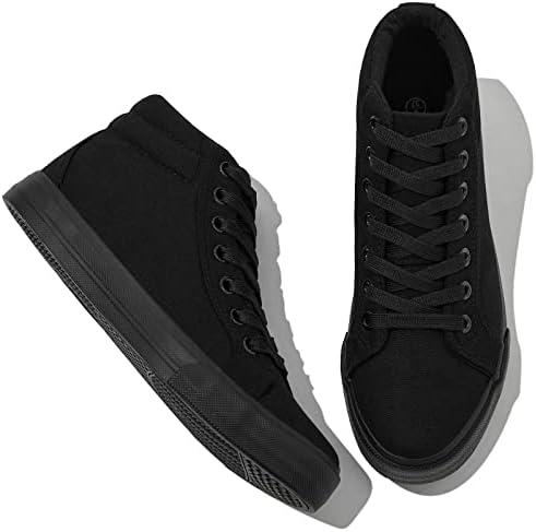 XRH Women Black Canvas High Tops Sneaker for Walking,White Non Slip Hi Top Lace up Shoes,Casual Fashion Mid Top Sneaker(Comfortable,Breathable,Trendy) 10