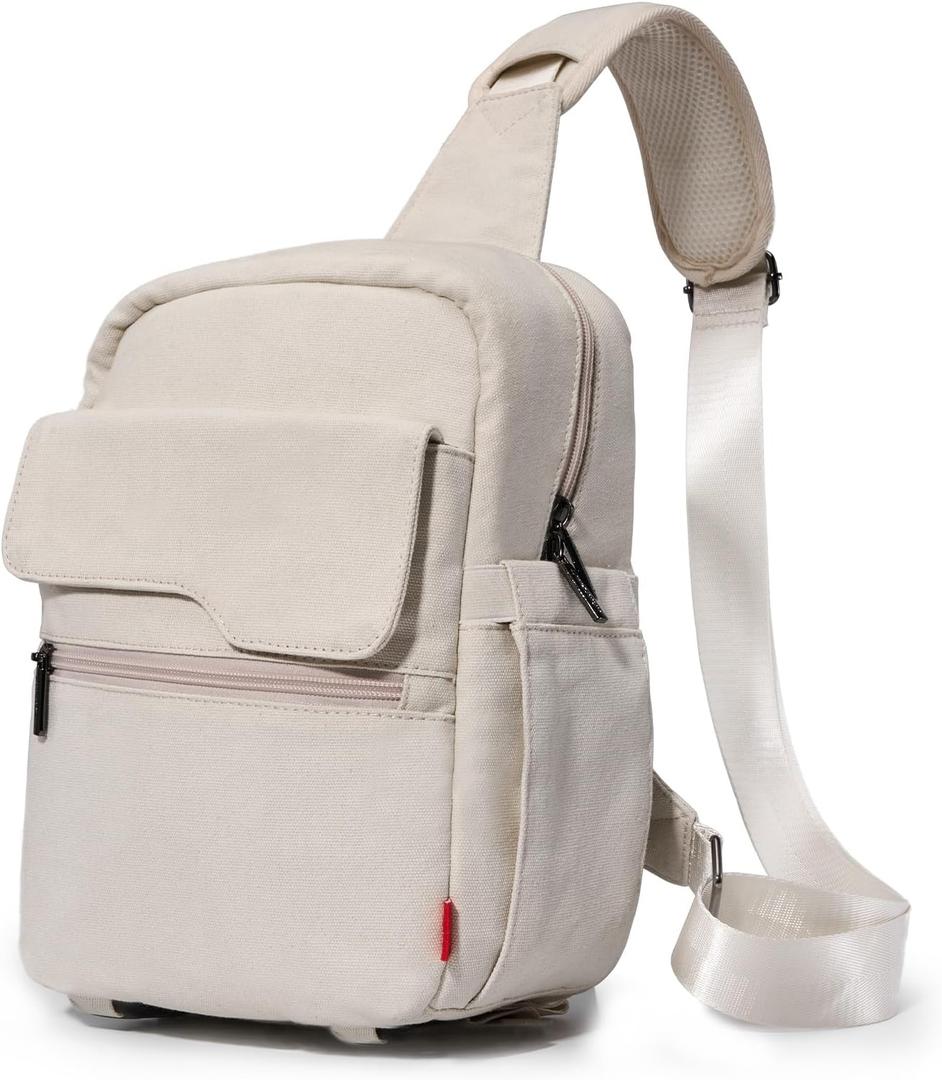 Cwatcun Camera Bag Crossbody Shoulder Messenger Camera Case, Lightweight DSLR/SLR/Mirrorless Photography Bag with Tripod Holder and Rain Cover for Canon, Nikon, Sony, Fuji Cameras, Lens Accessories (Large, Beige)