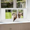 Sliding Cat Door for Window, Fits 28.5"-32" Width Window, 1-Min Install | Aluminum Frame + HD Glass | Weatherproof Design | Magnetic Closure Window Cat Door Insert, Adjustable Pet Door Window for Cats