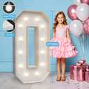 4FT Marquee Light Up Numbers 0,Party Decoration Large Marquee Light Up Letters with Weighted Water Bag,Pre-cut Foam Board Set Can Be Used for Birthdays,Weddings,Baby Anniversaries