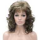 Aimole Women Long Curly Synthetic Wigs Natural Soft Wig (12TT26 Brown Highlighted)