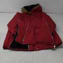 Maacie Maternity Winter Coat,3 In 1 Thickened Jacket,Fleece Lined Warm Hooded Outwear With Pockets (Medium, Wine Red)