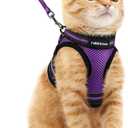 Rabbitgoo Cat Harness and Leash Set for Walking Escape Proof, Adjustable Soft Kittens Vest with Reflective Strip for Cats, Comfortable Outdoor Vest, Purple, M