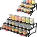 Attelite 3 Tier Expandable Can Rack Organizer for Pantry, Adjustable 13"-21" Metal Soda Can Organizer, Pantry Organization Canned Food Storage Holder for Kitchen Cabinet Countertop, Black 1Pack