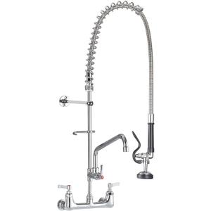 IMLEZON Commercial Faucet, Wall Mount Sink Faucet 8 Inch Center 47 Inch Commercial Kitchen Faucet with Pre-Rinse Sprayer and 12 Inch Swivel Spout
