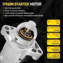 17960N Starter Motor Compatible with 2006-2012 Honda Accord 2006-2011 Honda Civic 2006-2014 Acura TSX 2006-2008 CSX 2007-2011 CR-V 2007-2011 Element 2.0/2.4L 12V 1.6KW 9-Teeth Clockwise