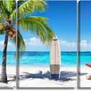 Pormipone 3 Pcs Summer Beach Wall Art Decor, Coconut Tree Canvas Painting Posters,Seaside Starfish Shells Hawaii Pictures for Living Room Bedroom Home Decoration 12 * 18(Poster No Frame)