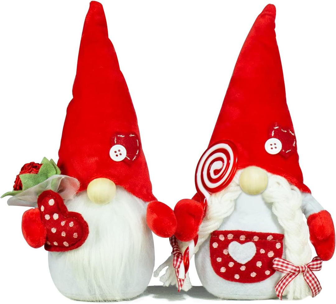 Romantic Couple Gnomes Decor Swedish Tomte Gnomes 2PCS Scandinavian Gnomes Decorations Desktop Collectible Home Ornament Love for Men/Women