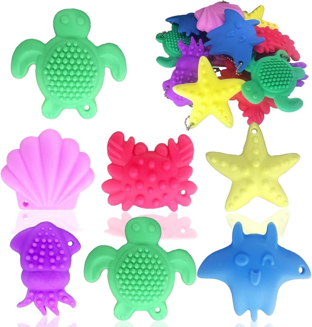 2 x 12pcs-Ocean Ocean Series Fidget Toys Sensory Stone for Kids Textured Soft Worry Stone for Autism Kids Calming - Fidget Stress Toys for Students Anxiety Relief - Small Prizes Fidget Toys