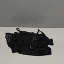 Sexy Split Side Floral Lace Trim Full Slip Night Gown Babydoll Lingerie Dress with Thong 2 piece (Large, Black)