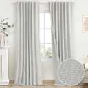 SimpleHome Cream Linen 100% Blackout Curtains for Living Room,84 Inch Length Farmhouse Back Tab Textured Curtains for Bedroom,2 Panels,52" W x 84" L