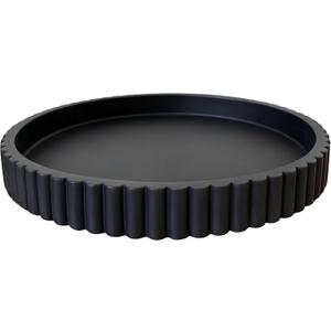 Concrete Decorative Tray for Coffee Table Tray Decor - Charcoal Black Round Decorative Tray - Circle Fluted Centerpiece Tray - Bandejas Decorativas - Water-Proof & Heavy-Duty