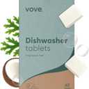 Vove Plastic-Free Dishwasher Detergent Blocs - 60 Ultra-Concentrated Tablets, Better Than Pods & Sheets - 5-Layer PureStack Technology, 2X Enzyme Power, Fragrance Free, Eco-Friendly (60 Count (Pack of 1))