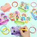 24PCS Kids Friendship Bracelets with Gift Cards, Colorful Heart Bead Adjustable Bracelets, Girls Party Favors Supplies Classroom Prizes Exchange Gifts Little Girls Play Jewelry