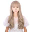 Kids Mixed Blonde Wig with Bangs Girls Long Ash Blonde Wig Cild Wavy Curly Dirty Blond Wigs Daily Halloween Party Cosplay Wigs