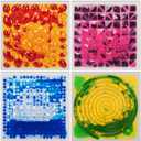 Art3d 12"x12" Textured Liquid Sensory Flooring Tiles, Interactive Glossy Fusion Play Mats for Kids, Toddler, Teens, Stress Relief & Calming Toys, 4pcs per Set (Multicolored - 4 Colors)