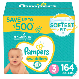 Pampers Swaddlers Disposable Diapers Size 3, 164 Count