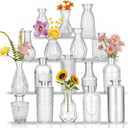 Glass Bud Vases in Bulk Set of 17, Transparent Clear Small Mini Vases for Flowers, Vintage Vase for Centepiece,Wedding, Table Decor, Baby Shower, Christmas, Home and Events