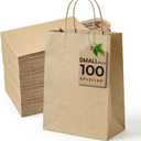 Small Paper Gift Bags with Handles Brown Paper Bags 100 pcs 5.9"x3.1"x8.2",Sturdy Small Gift Bag Bulk Kraft Wrap Shopping Bags for Small Business Retail Merchandise Wedding Birthday Goodie Party Favor