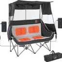 Nice C Heated Double Camping Chair, Canopy Camping Loveseat Couch, Heated
