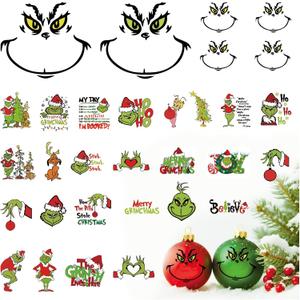 42 Pcs Christmas Face Transfers Stickers 6 Inch 3 Inch Large Small Faces Eyes Vinyl Decals for Crafts Glass Drinking Cups Ornaments Wood Decorations Balls Holiday Party Supplies (face42)