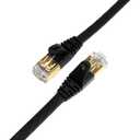 100FT - CAT7 10 Gigabit Ethernet Ultra Flat Patch Cable for Modem Router LAN Network, Gold Plated Shielded RJ45 Connectors, Faster Than CAT6a CAT6 CAT5e, Black (100 FT, Black - Flat)