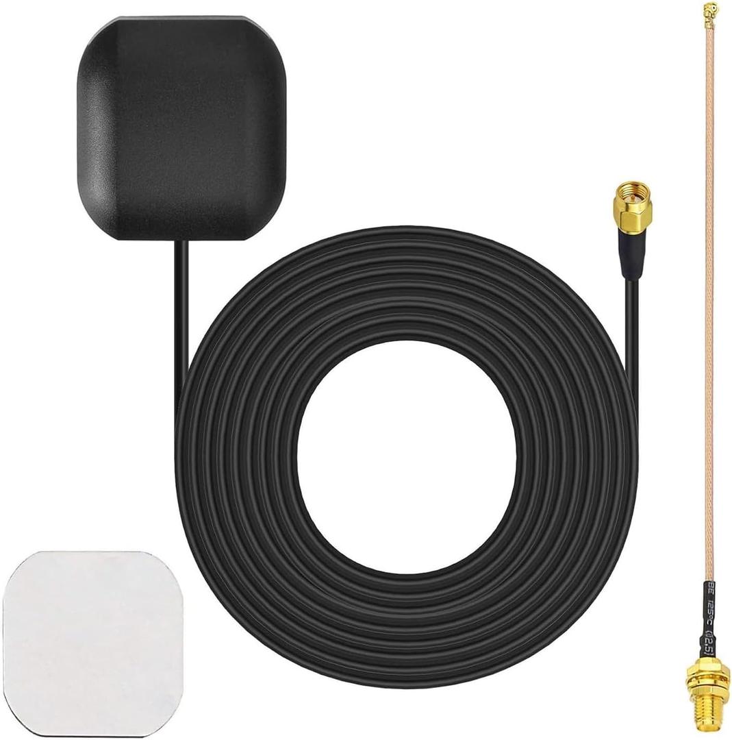 Bingfu Waterproof Active GPS Navigation Antenna Adhesive Mount SMA Male GPS Antenna with 15cm 6 inch RG178 Coaxial Pigtail Cable for GPS Module Receiver Tracking