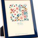 8x10 Enamel Picture Frame, Gold Metal Edge with Easel, Real Glass Photo Frame for Wall and Tabletop Display Family Office Photo Gallery, Navy Blue Enamel/1pc