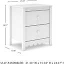 Signature Design by Ashley Hallityn Minimalist 2 Drawer Nightstand, Smooth-Gliding Drawers, Wood, 21.34" W x 15.94" D x 24.37" H, Matte White Finish