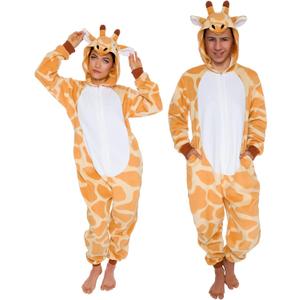 Funziez! Slim Fit Adult Onesie - Animal Costume - Plush Unisex Christmas One Piece Cosplay Suit for Women and Men (Giraffe)