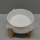 Elevated Ceramic Cat Bowl - Cat Food Bowl with Bamboo Stand - Raised Dog Dish for Puppies - Anti Vomiting, Stress Free - 13.5 oz / 400 ml - White (Small)