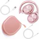 ZIHNIC Active Noise Cancelling Headphones, 40H Playtime Wireless Bluetooth Headset with Deep Bass Hi-Fi Stereo Sound,Comfortable Earpads for Travel/Home/Office (Rose Gold)
